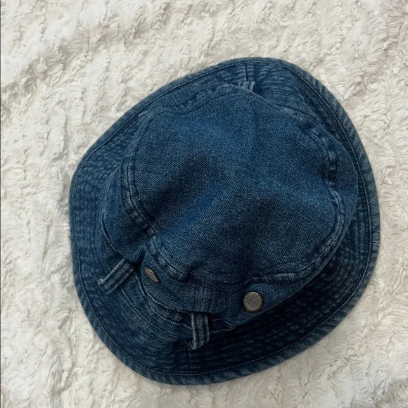 Vintage 90s Blue Denim Cotton belt buckle Bucket Hat size small medium adult - Picture 4 of 7